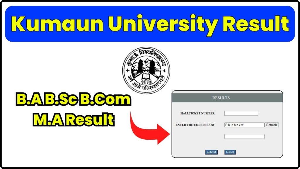 Kumaun University Result 2025 (OUT) B.A B.Sc B.Com M.A Result 1 Kumaun University Result