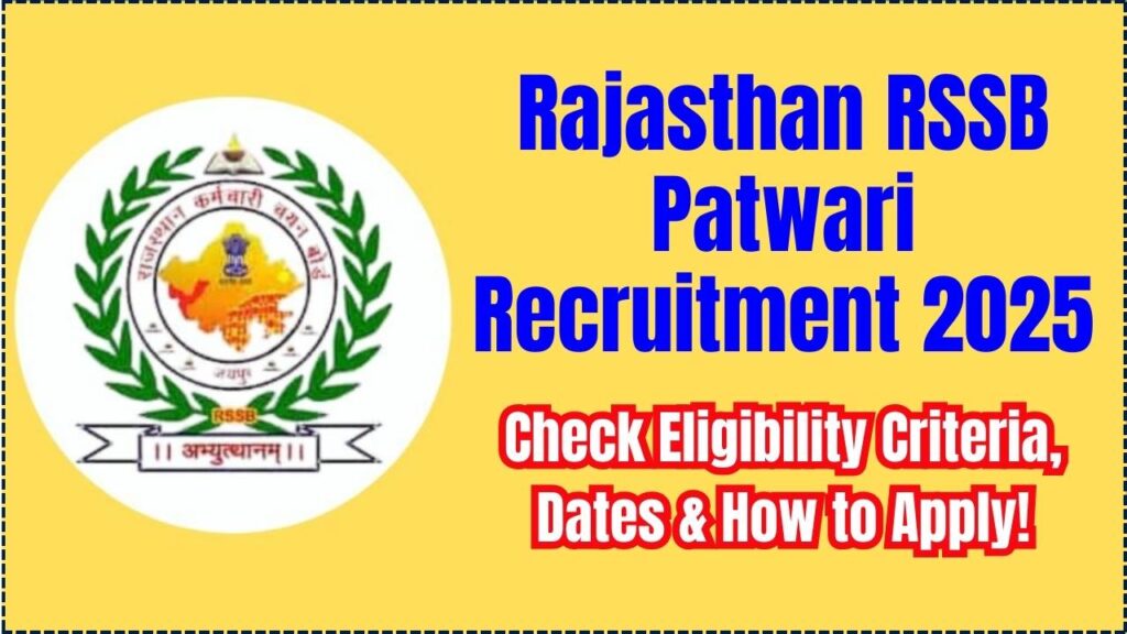 Rajasthan RSSB Patwari Recruitment 2025: Check Eligibility Criteria, Dates & How to Apply! 1 Rajasthan RSSB Patwari Recruitment 2025