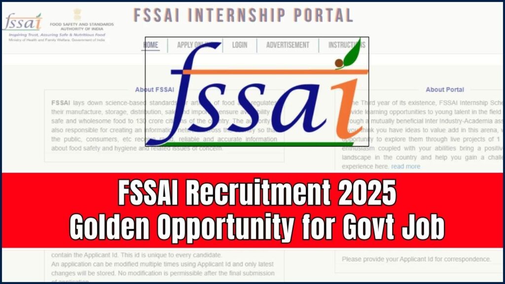 FSSAI Recruitment 2025: Golden Opportunity for Govt Job Aspirants – Are You Eligible? 1 FSSAI Recruitment 2025