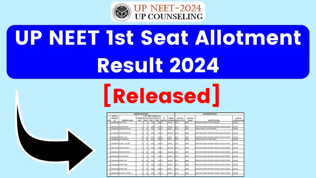 UP NEET 1st Round Seat Allotment Result 2024 (Declared); Direct