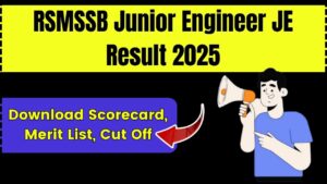RSMSSB Junior Engineer JE Result 2025